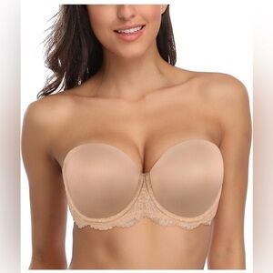 Women's plus Size Full Figure Strapless Bra Coverage Multiway Underwire Bras 40C